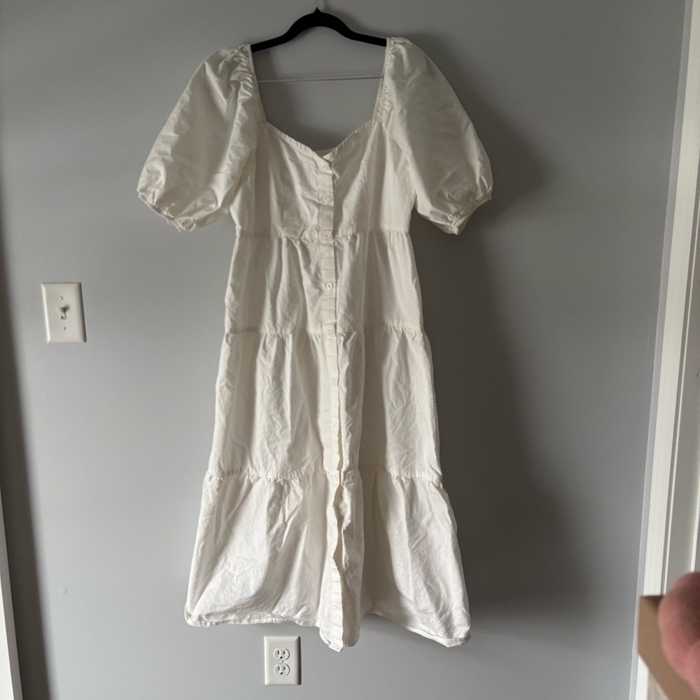 Missguided Cream Puff Sleeve Square Neck Maxi Dress Cottage Core Aesthetic Bride